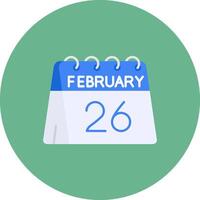 26th of February Flat Circle Icon vector