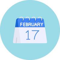 17th of February Flat Circle Icon vector