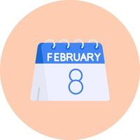 8th of February Flat Circle Icon vector