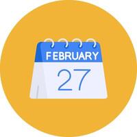 27th of February Flat Circle Icon vector