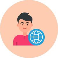 Global Flat Circle Icon vector