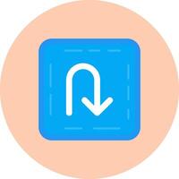 U turn Flat Circle Icon vector