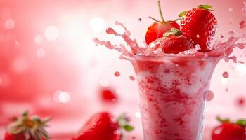 AI generated a strawberry milkshake with a splash of water photo