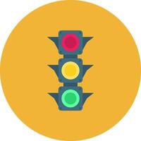 Traffic light Flat Circle Icon vector