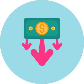 Decrease Flat Circle Icon vector
