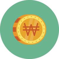 Won Flat Circle Icon vector