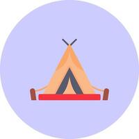 Tent Flat Circle Icon vector