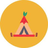 Tent Flat Circle Icon vector