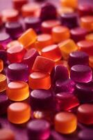 AI generated A vibrant assortment of colorful candies up close photo