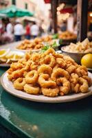 AI generated A delicious spread of fried food on a table photo