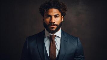 AI generated Black businessman 30s ai generated portrait image photo