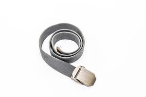 Nylon belt for man roll on white floor background for texture and copy space photo