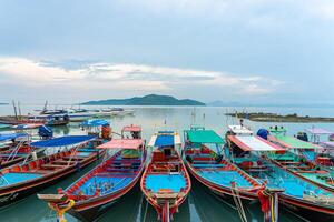 Passenger boat for tourists in the sea park along the banks for holiday services photo