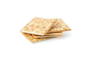 Close up healthy whole wheat cracker Stacked on white background for Used to be an element of the image photo