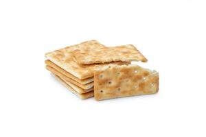 Close up healthy whole wheat cracker Stacked on white background for Used to be an element of the image photo