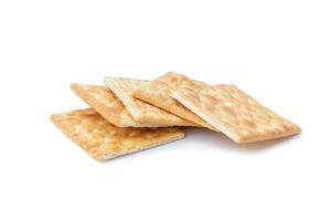 Close up healthy whole wheat cracker Stacked on white background for Used to be an element of the image photo