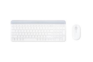 White keyboard and mouse set wireless type for computer desktop or laptop on the white background photo