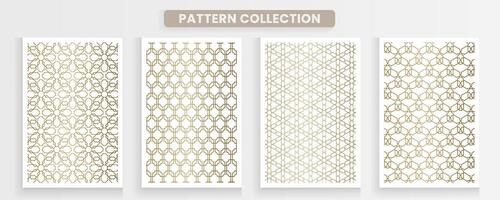 Collection of arabic geometric patterns. Luxurious gold color vector