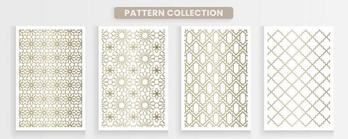 Collection of arabic geometric patterns. Luxurious gold color vector