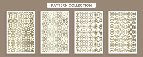 Collection of Arabic ornament patterns on a white background, luxurious gold color. vector