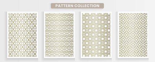 Collection of Arabic ornament patterns on a white background, luxurious gold color. vector