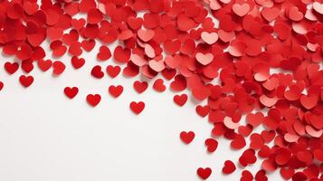 AI generated Romantic Red Paper Hearts on White Background photo