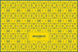 unique endless doodle art pattern with bright yellow background vector