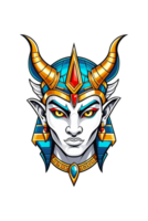 AI generated Illustration of a pharaoh's head with a crown on a transparent background png