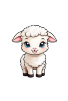 ai gegenereerd schattig schapen tekenfilm karakter geïsoleerd Aan transparant achtergrond png