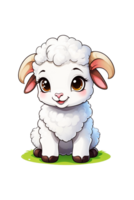 ai généré mignonne mouton dessin animé personnage isolé sur transparent Contexte png