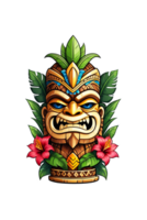 ai gerado ilustração do de madeira tiki estátua isolado em transparente fundo png