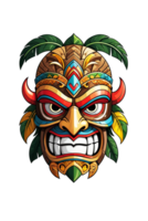 ai gerado imagem do uma tiki ídolo face em uma transparente fundo png