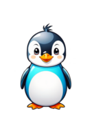 ai gerado fofa desenho animado pinguim isolado em transparente fundo png