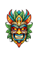 AI generated Image of a Tiki idol's face on a transparent background png