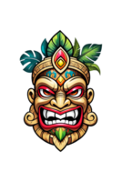 ai généré image de une tiki l'idole visage sur une transparent Contexte png