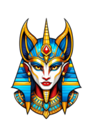 AI generated Illustration of a pharaoh's head with a crown on a transparent background png