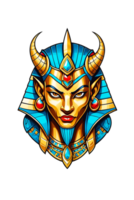 AI generated Illustration of a pharaoh's head with a crown on a transparent background png