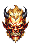 AI generated Devil human head with horns on transparent background png