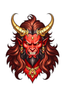 AI generated Devil human head with horns on transparent background png