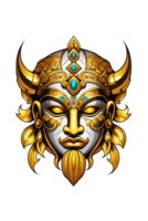 AI generated Viking mask with gold ornaments png