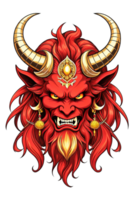 AI generated Devil human head with horns on transparent background png