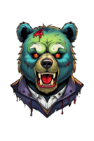 AI generated Illustration of an angry bear head on a transparent background png