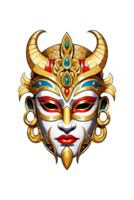 AI generated Viking mask with gold ornaments png