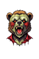 AI generated Illustration of an angry bear head on a transparent background png