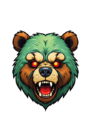 AI generated Illustration of an angry bear head on a transparent background png