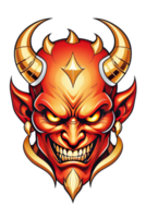 AI generated Devil human head with horns on transparent background png