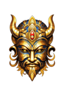 AI generated Viking mask with gold ornaments png