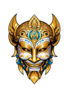AI generated Viking mask with gold ornaments png