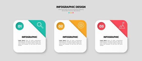 Modern business infographic template with 3 options or steps icons. vector