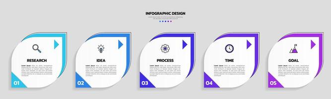 Modern business infographic template with 5 options or steps icons. vector